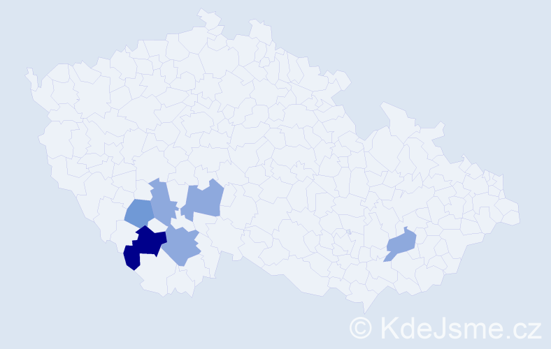 Příjmení: 'Kubernová', počet výskytů 16 v celé ČR