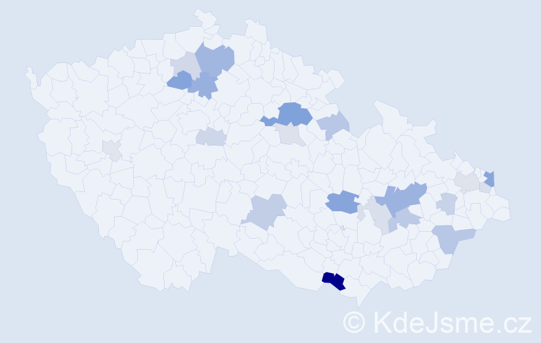 Příjmení: 'Kucejová', počet výskytů 47 v celé ČR