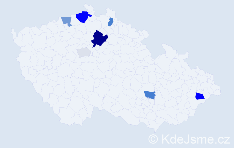 Příjmení: 'Treglová', počet výskytů 10 v celé ČR