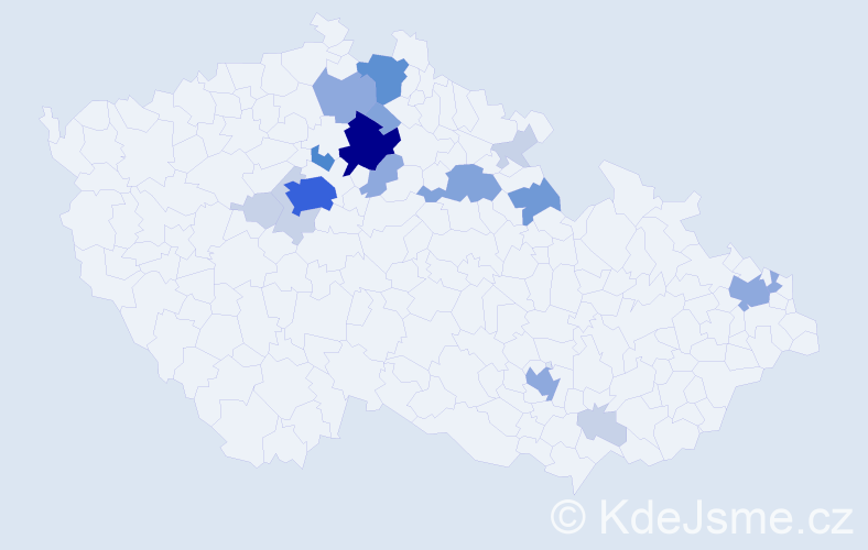 Příjmení: 'Trhoň', počet výskytů 54 v celé ČR