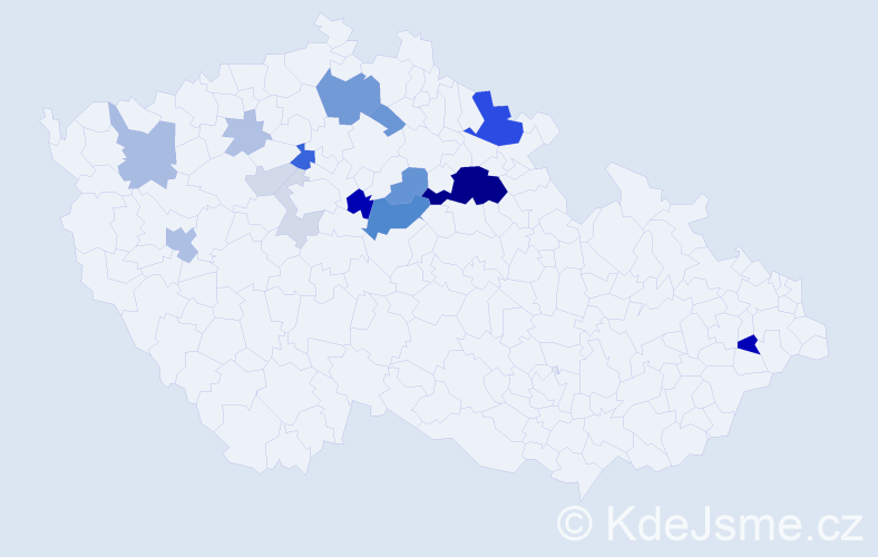Příjmení: 'Svíčková', počet výskytů 55 v celé ČR
