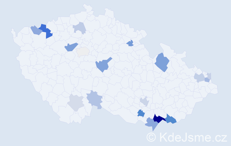 Příjmení: 'Chocholáček', počet výskytů 44 v celé ČR
