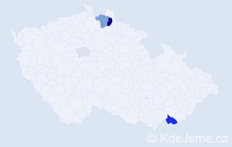 Příjmení: 'Pálich', počet výskytů 5 v celé ČR