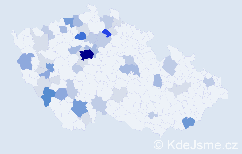 Příjmení: 'Hubačová', počet výskytů 143 v celé ČR