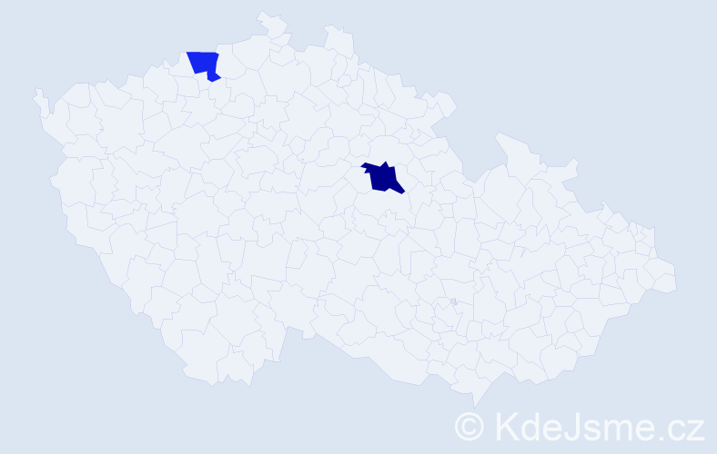 Příjmení: 'Beskybová', počet výskytů 5 v celé ČR