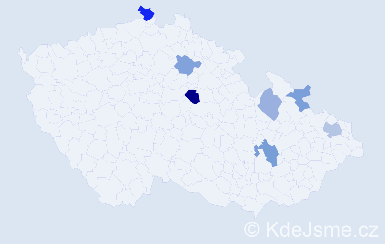 Příjmení: 'Hirešová', počet výskytů 11 v celé ČR