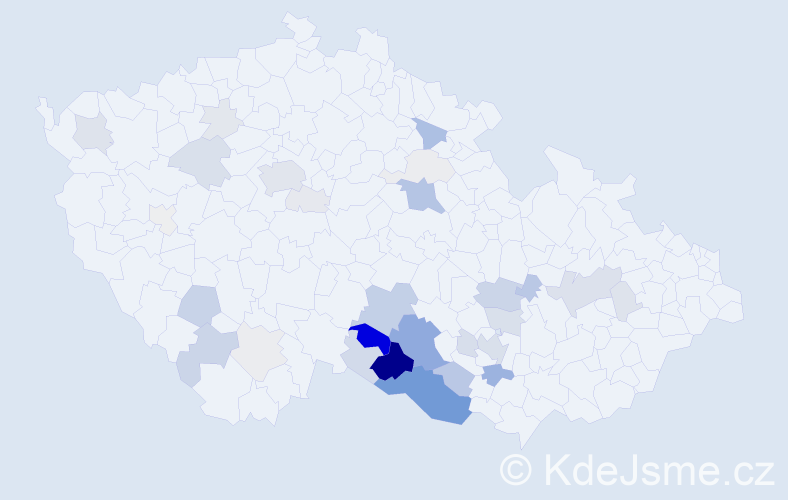 Příjmení: 'Kacetl', počet výskytů 137 v celé ČR