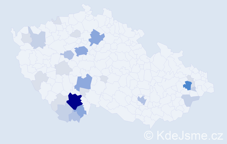 Příjmení: 'Kocmich', počet výskytů 79 v celé ČR