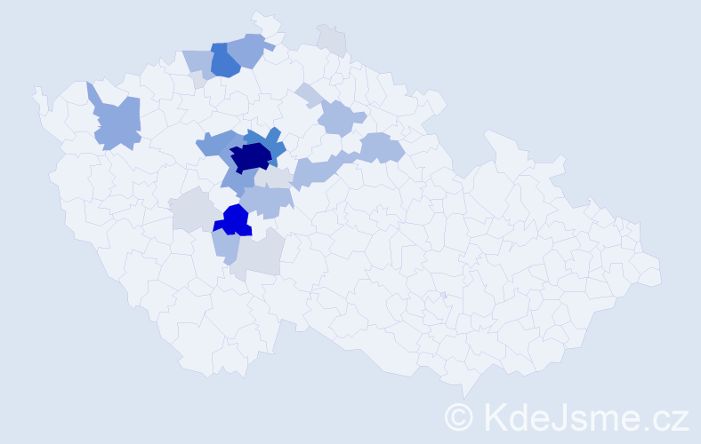 Příjmení: 'Kváča', počet výskytů 104 v celé ČR