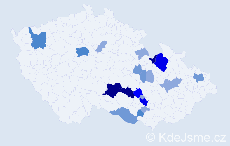 Příjmení: 'Rouča', počet výskytů 55 v celé ČR