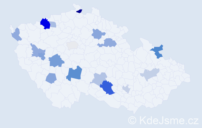 Příjmení: 'Lászlová', počet výskytů 34 v celé ČR
