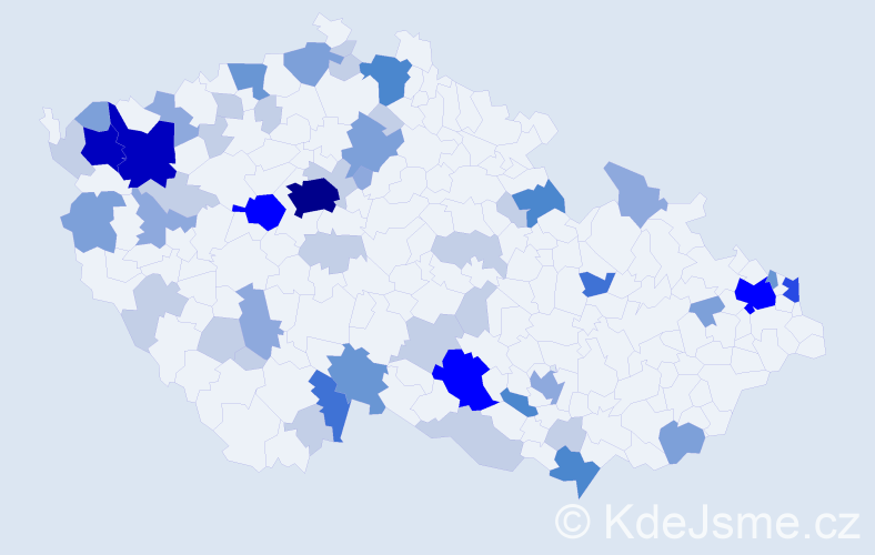 Příjmení: 'Rigó', počet výskytů 156 v celé ČR