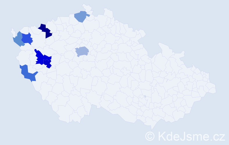 Příjmení: 'Vochocová', počet výskytů 19 v celé ČR