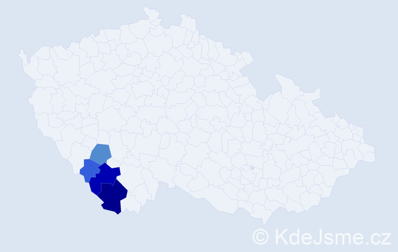 Příjmení: 'Milisterferová', počet výskytů 10 v celé ČR