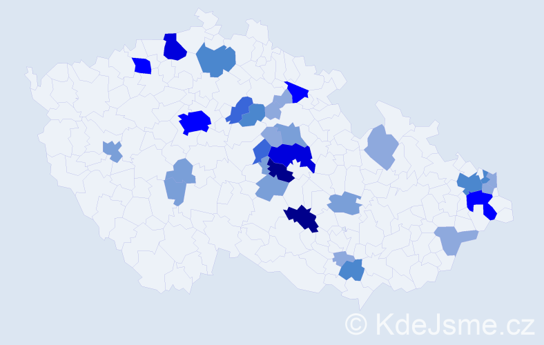 Příjmení: 'Klepač', počet výskytů 89 v celé ČR
