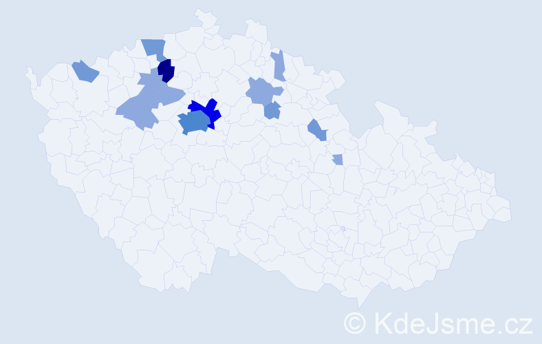 Příjmení: 'Krof', počet výskytů 28 v celé ČR