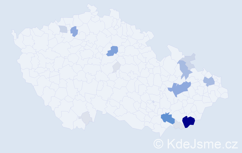 Příjmení: 'Čubík', počet výskytů 70 v celé ČR