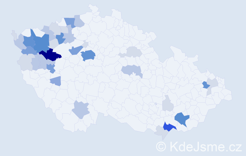 Příjmení: 'Knedlík', počet výskytů 125 v celé ČR