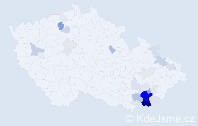 Příjmení: 'Kunovjánková', počet výskytů 82 v celé ČR