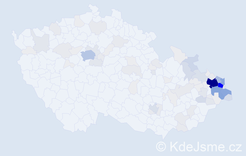 Příjmení: 'Bystroňová', počet výskytů 421 v celé ČR
