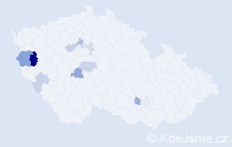 Příjmení: 'Durkáčová', počet výskytů 15 v celé ČR