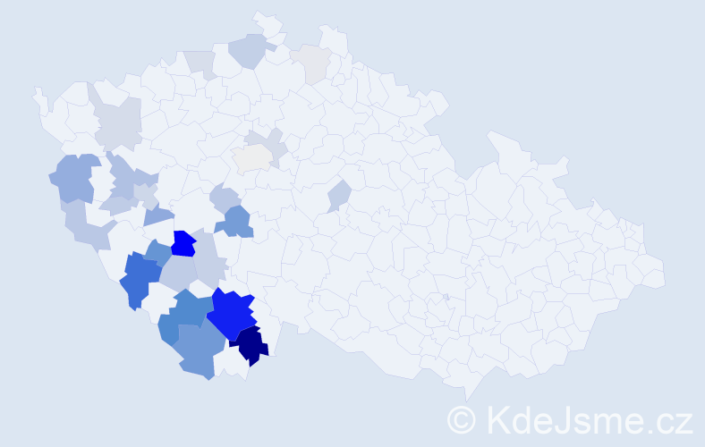 Příjmení: 'Hamberger', počet výskytů 104 v celé ČR