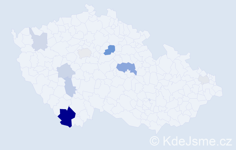 Příjmení: 'Sixlová', počet výskytů 19 v celé ČR