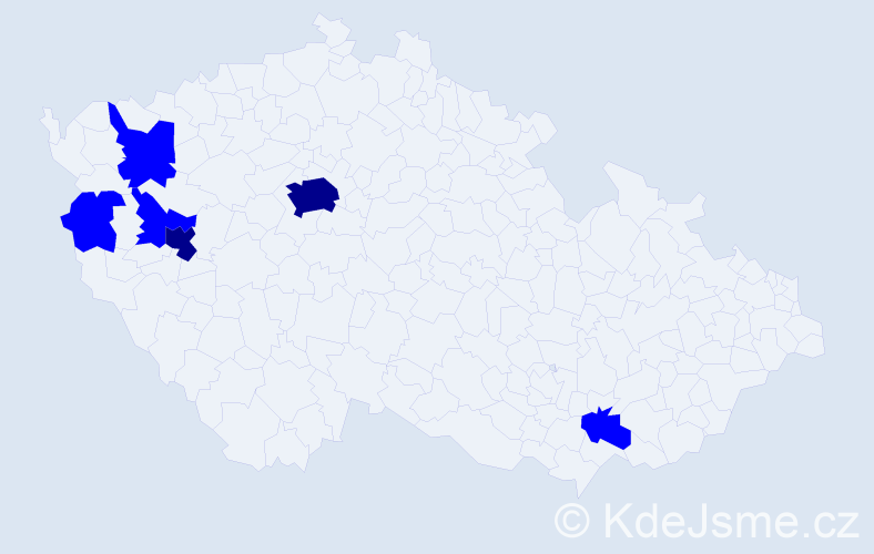 Příjmení: 'Pulerová', počet výskytů 8 v celé ČR