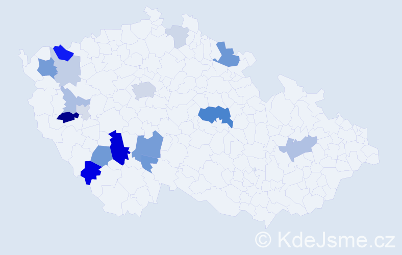 Příjmení: 'Nečina', počet výskytů 43 v celé ČR