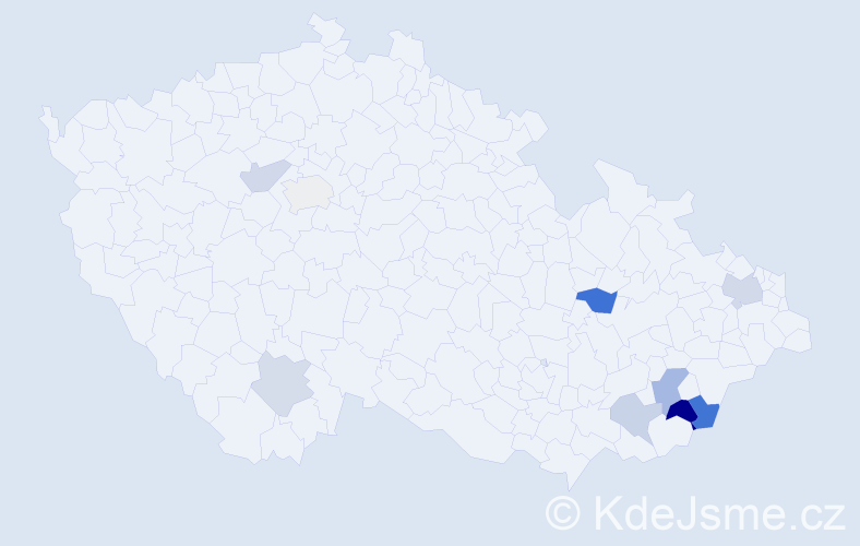Příjmení: 'Kyjanková', počet výskytů 15 v celé ČR