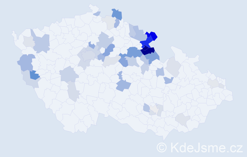 Příjmení: 'Hencl', počet výskytů 117 v celé ČR