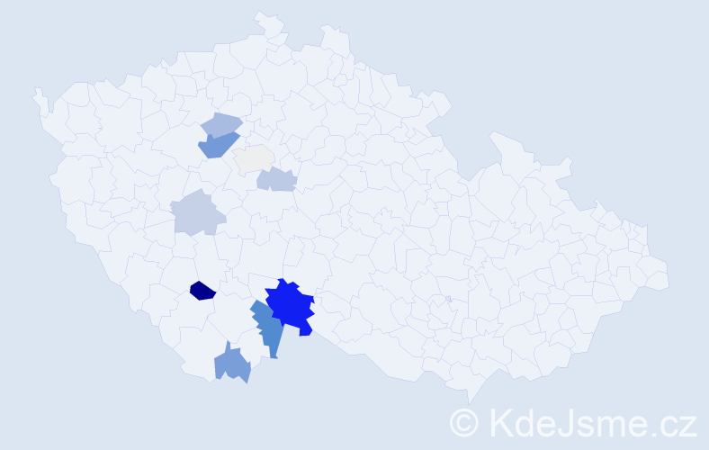 Příjmení: 'Urajová', počet výskytů 20 v celé ČR