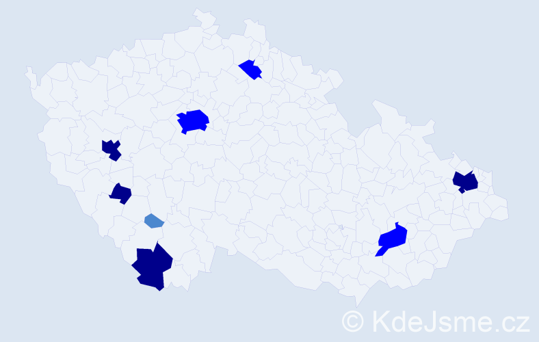 Příjmení: 'Barrett', počet výskytů 19 v celé ČR