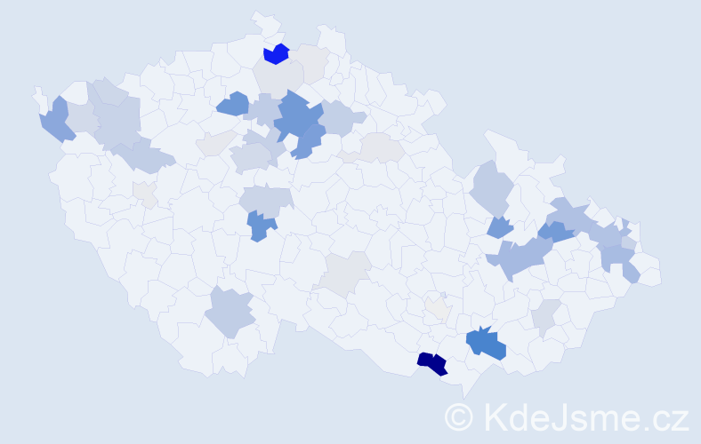 Příjmení: 'Austová', počet výskytů 155 v celé ČR