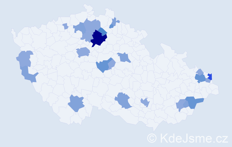 Příjmení: 'Mucska', počet výskytů 53 v celé ČR