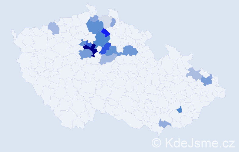 Příjmení: 'Běla', počet výskytů 106 v celé ČR