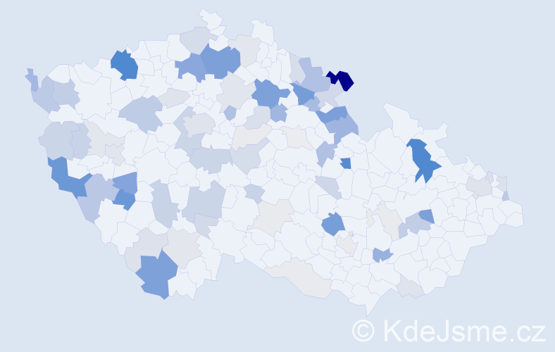 Příjmení: 'Puška', počet výskytů 255 v celé ČR