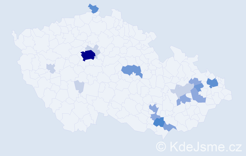 Příjmení: 'Frídl', počet výskytů 55 v celé ČR