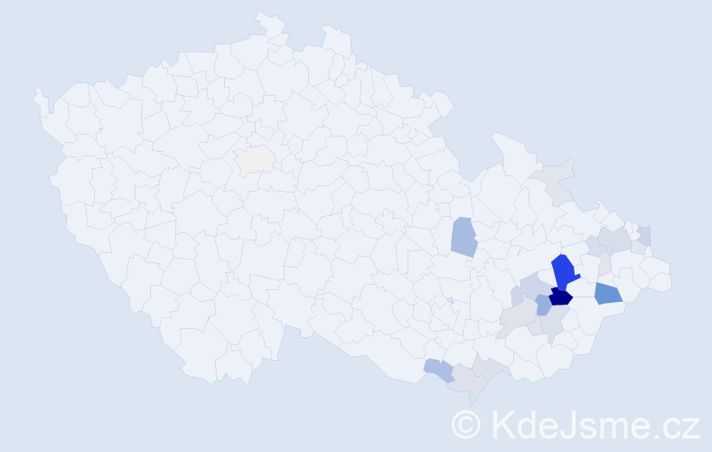 Příjmení: 'Mikšánek', počet výskytů 79 v celé ČR
