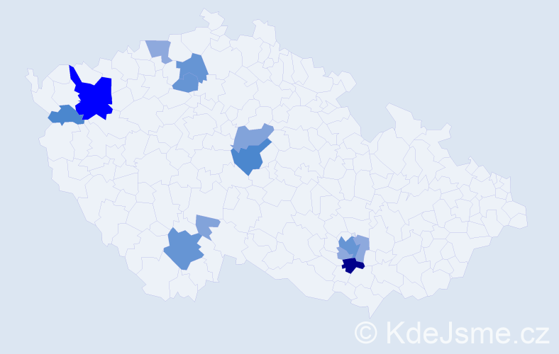 Příjmení: 'Gargula', počet výskytů 40 v celé ČR