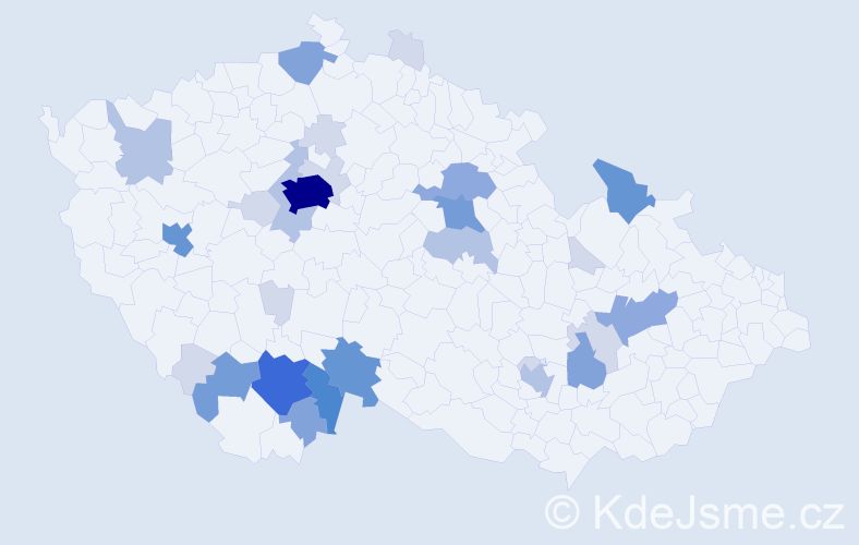 Příjmení: 'Vondrka', počet výskytů 98 v celé ČR
