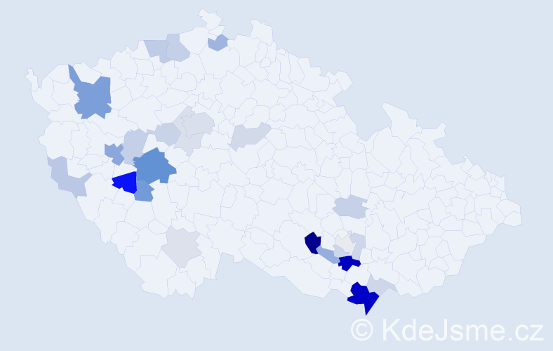 Příjmení: 'Maroušová', počet výskytů 64 v celé ČR