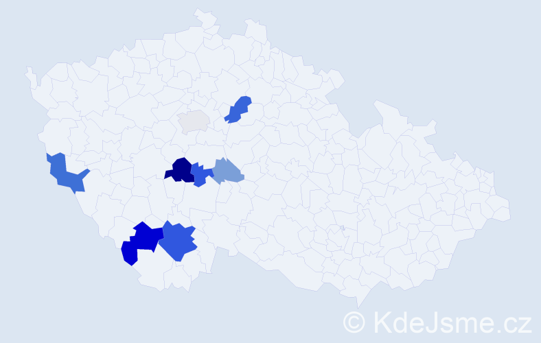 Příjmení: 'Kindlmannová', počet výskytů 26 v celé ČR