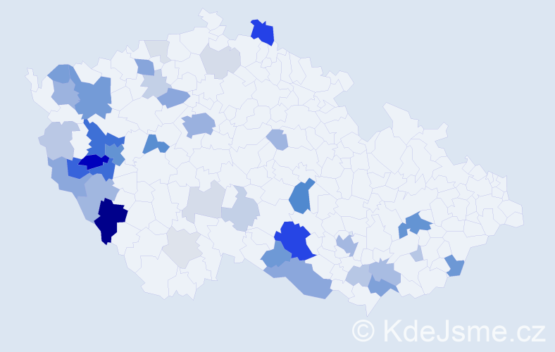 Příjmení: 'Kadera', počet výskytů 147 v celé ČR