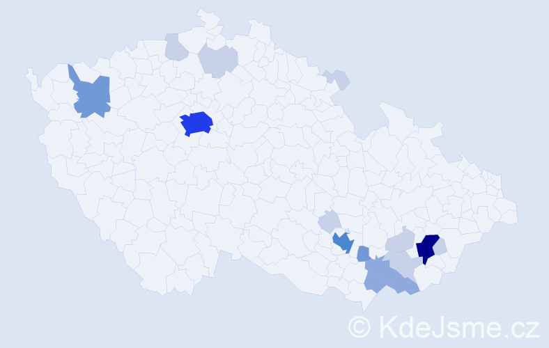 Příjmení: 'Pelčák', počet výskytů 47 v celé ČR