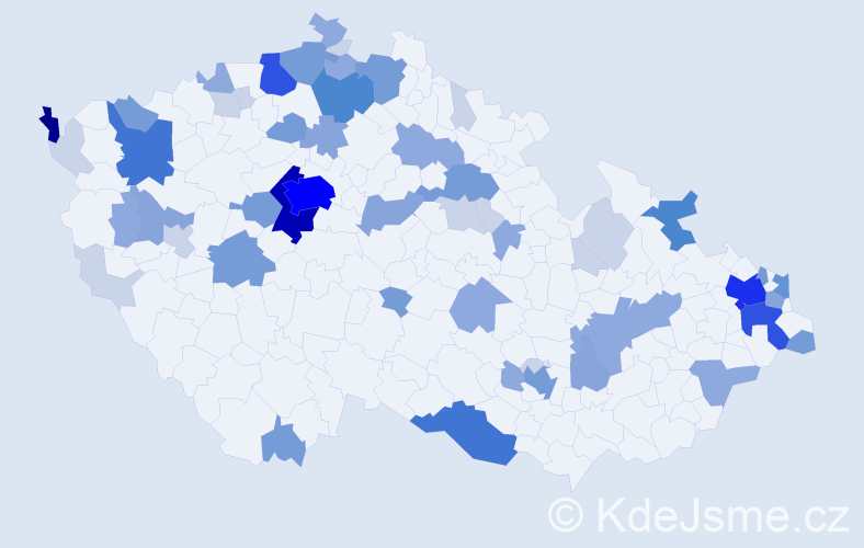 Příjmení: 'Krnáč', počet výskytů 192 v celé ČR