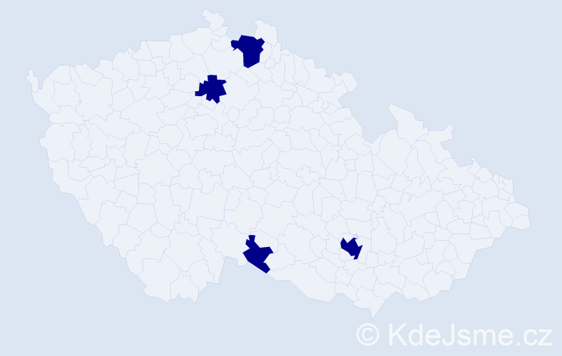 Příjmení: 'Dolezal', počet výskytů 4 v celé ČR
