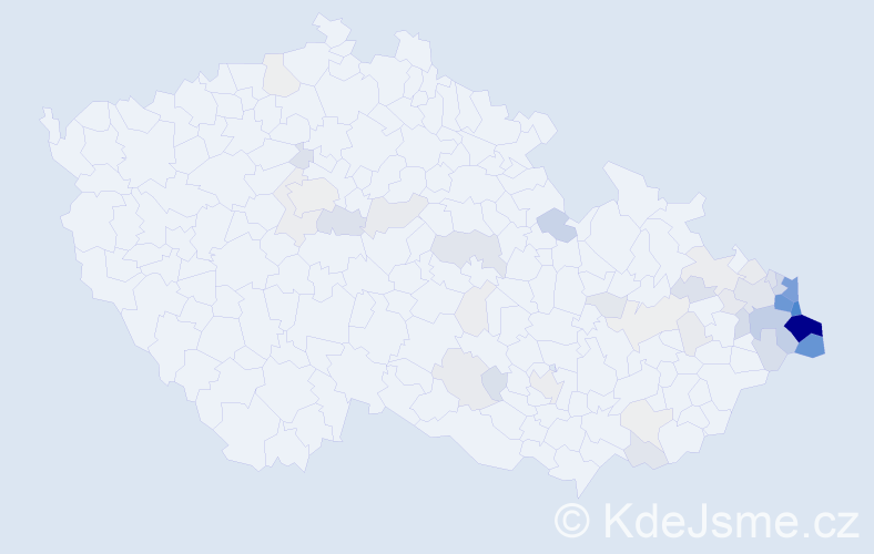 Příjmení: 'Mrózek', počet výskytů 296 v celé ČR