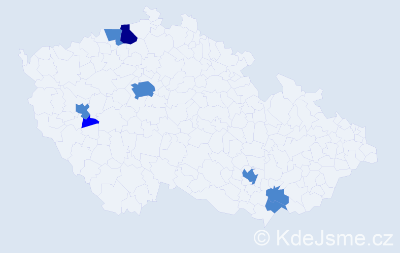 Příjmení: 'Riha', počet výskytů 11 v celé ČR