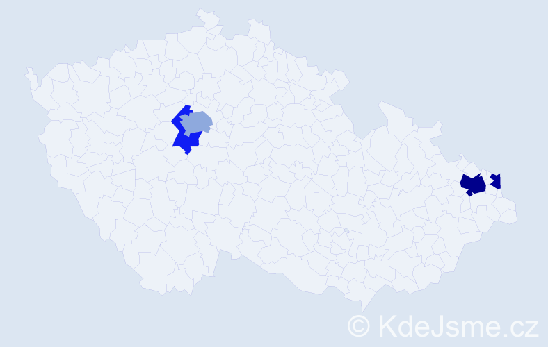 Příjmení: 'Lazorik', počet výskytů 7 v celé ČR